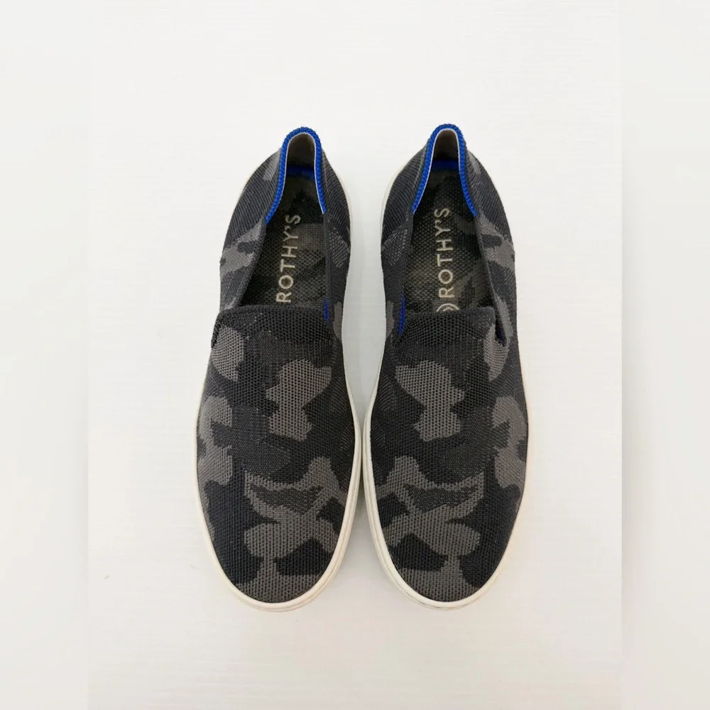 Rothy’s The Original Slip On Sneaker Shoe Grey Camo Gray Camouflage Retired - 8